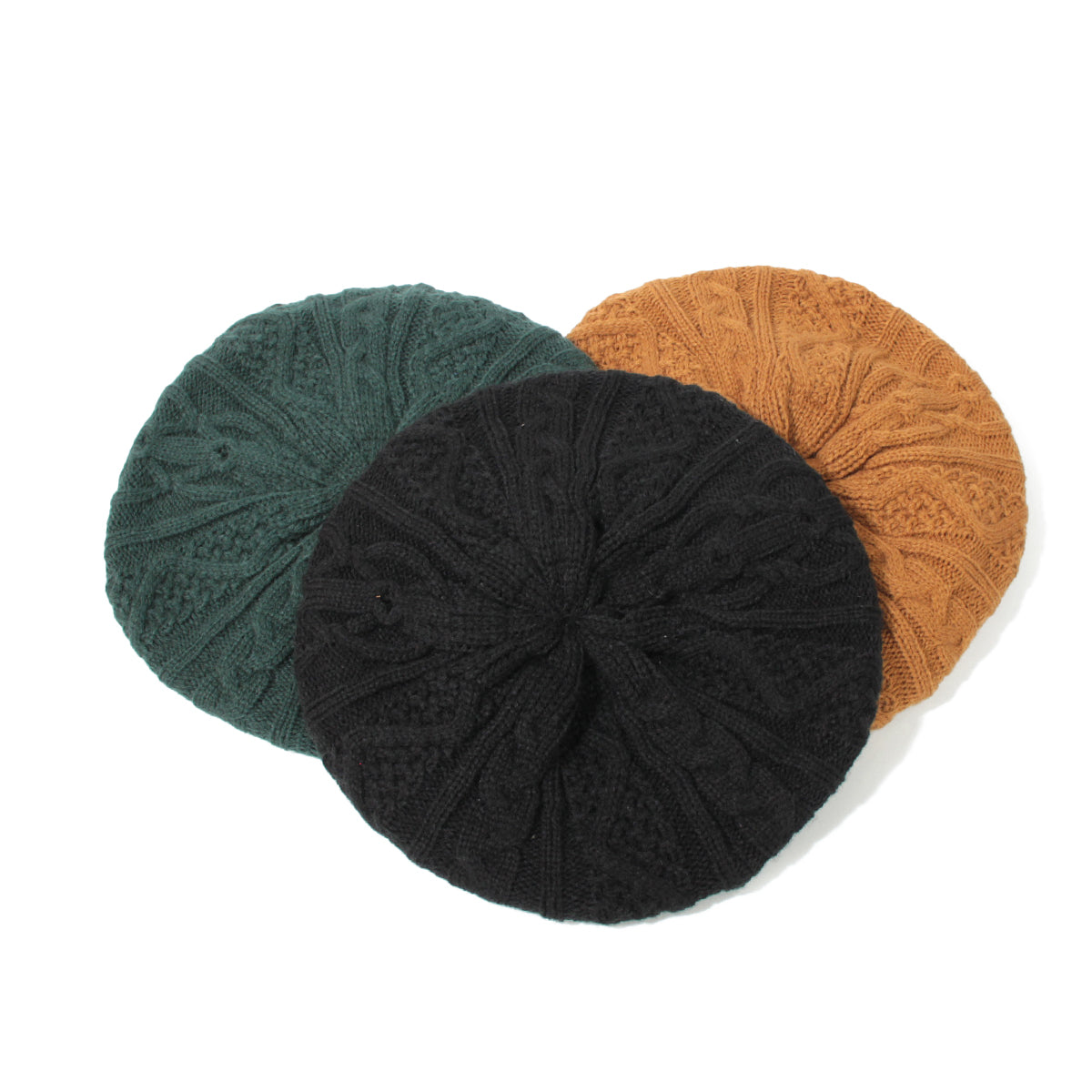 Cable knit beret ケーブル編みニットベレー