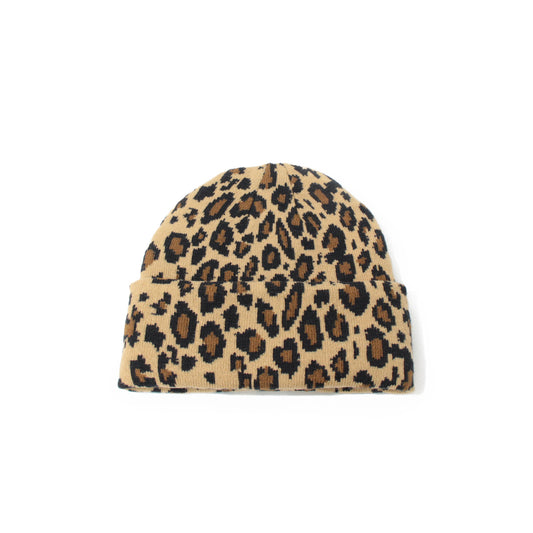 Leopard cuff beanie