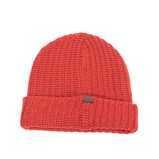 San Diago Hat Company Leather tab low gauge knit beanie