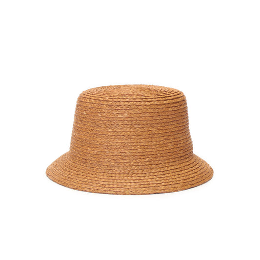 Raffia Braid Bucket Hat brown