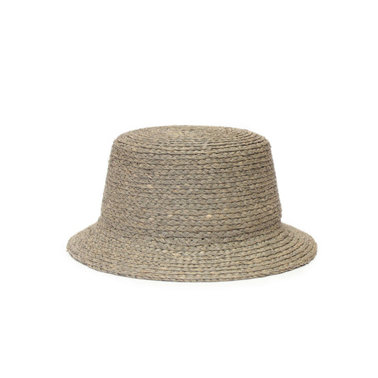 Raffia Braid Bucket Hat Gray